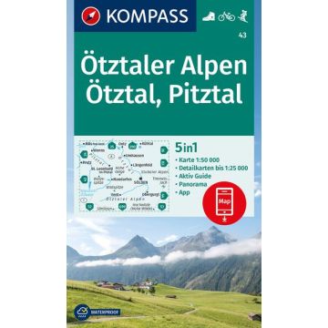Wanderkarte Kompass 43 Ötztaler Alpen 1: 50 000