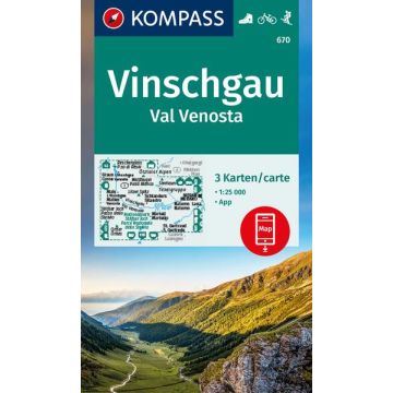 Wanderkarte Kompass 670 Vinschgau Val Venosta