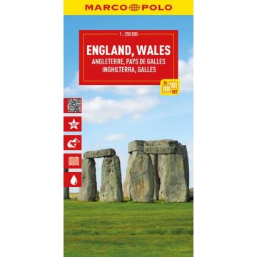 Carte routière Angleterre Pays de Galles 1:350 000 / Marco Polo