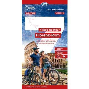 Velokarte ADFC IT-UM 7-Tage-Radtour Florenz-Rom 1:150 000