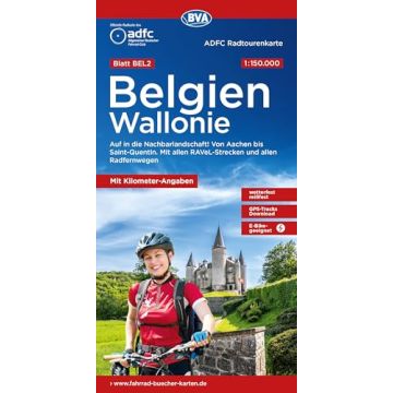 Velokarte ADFC BEL-2 Belgien Wallonie 1:150 000 / BVA