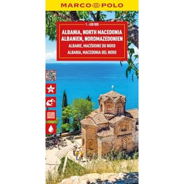 Strassenkarte Albanien Nordmazedonien 1:450 000 / Marco Polo