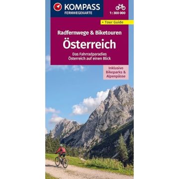 Radfernwege & Biketouren Österreich 1:300 000 / Kompass