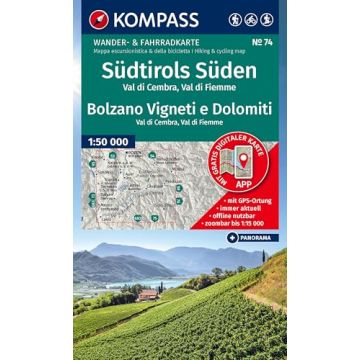 Wanderkarte Kompass 74 Südtirols Süden 1:25 000 Kartenset