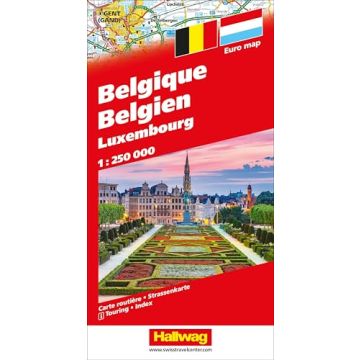 Carte routière Belgique Luxembourg 1:250 000 / Hallwag