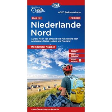 Velokarte ADFC NL 1 Niederlande Nord 1:150 000 / BVA 