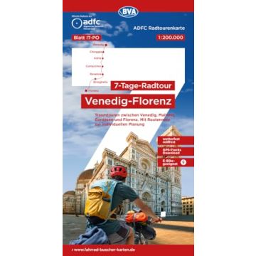 Velokarte ADFC IT-PO 7-Tage-Radtour Venedig-Florenz 1:200 000