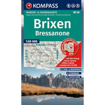 Wanderkarte Kompass 56 Brixen/Bressanone 1:50 000