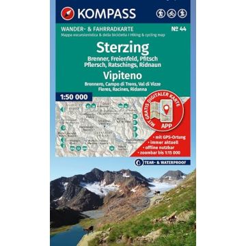 Wanderkarte Kompass 44 Sterzing Vipiteno 1:50 000