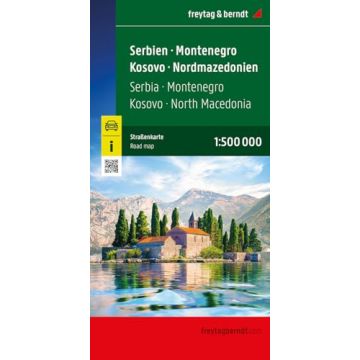 Carte routière Serbie Monténégro Kosovo Macédonie du Nord 1:500 000 / Freytag & Berndt
