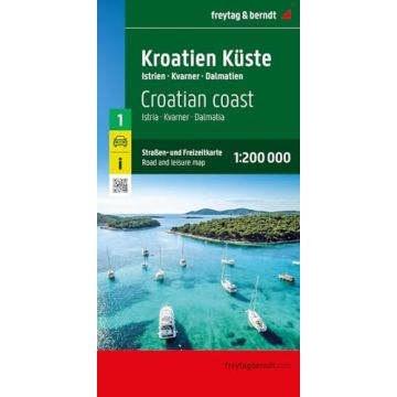 Carte routière Croatie Côte Istrie Dalmatie 1:200 000 / Freytag & Berndt