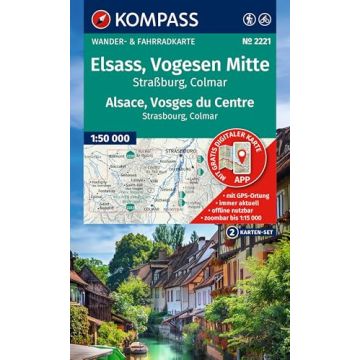 Carte de randonnée Kompass 2221 Elsass Vogesen Mitte 1:50 000 (2 Karten im Set)