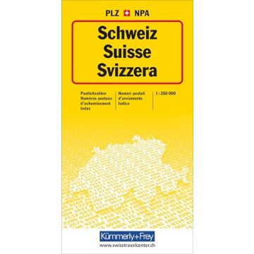 Suisse Carte des no postaux 1:260 000 / Kümmerly & Frey