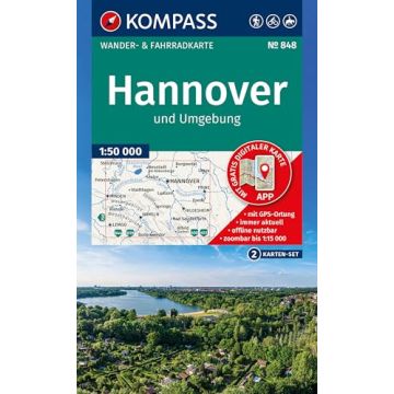 Wanderkarte Kompass 848 Hannover & Umgebung 1:50 000 (2 Karten im Set)