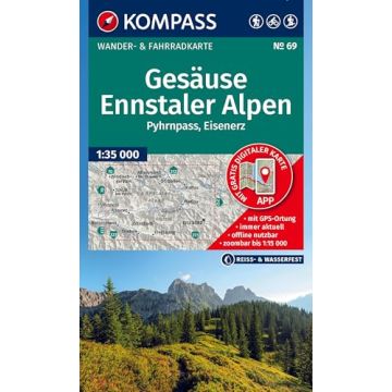 Wanderkarte Kompass 69 Gesäuse Ennstaler Alpen 1:35 000