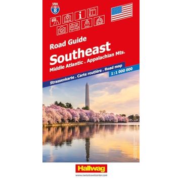 Carte routière USA Southeast 1:1 Mio. Road Guide USA 8 / Hallwag