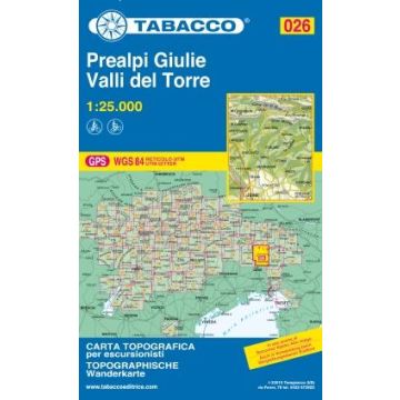 Carte de randonnée Tabacco 026 Prealpi Giulie Valli del Torre 1:25 000