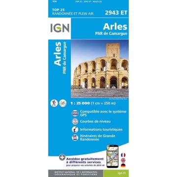 Topographische Karte IGN 2943 ET Arles PNR de Camargue 1:25 000