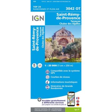Topographische Karte IGN 3042 OT Saint-Rémy-de-Provence 1:25 000