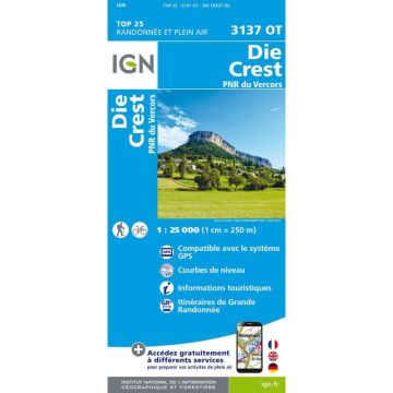 Topographische Karte IGN 3137 OT Die Crest 1:25 000