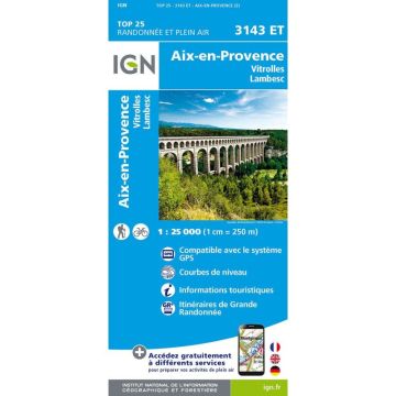 Topographische Karte IGN 3143 ET Aix-en-Provence 1:25 000