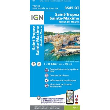 Topographische Karte IGN 3545 OT Saint-Tropez Sainte-Maxime 1:25 000