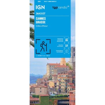 Topographische Karte IGN 3643 ET Cannes Grasse 1:25 000