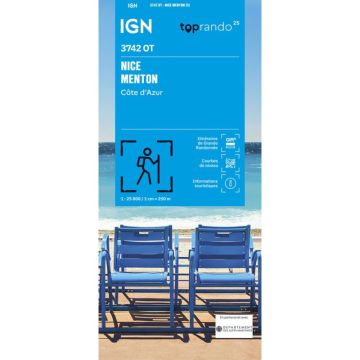 Topographische Karte IGN 3742 OT Nice Menton 1:25 000