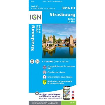 Topographische Karte IGN 3816 OT Strasbourg 1:25 000
