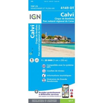 Topographische Karte IGN 4149 OT Calvi 1:25 000