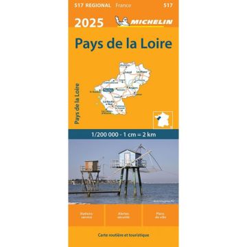 Strassenkarte Michelin 517 Pays de la Loire 1:200 000 