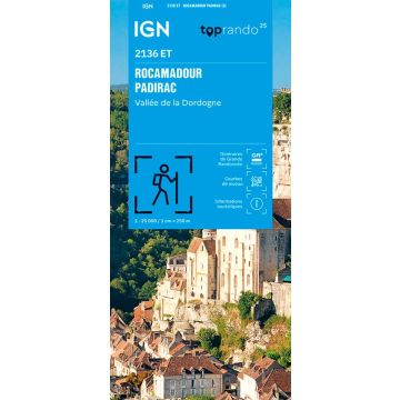 Topographische Karte IGN 2136 ET Rocamadour Padirac 1:25 000 