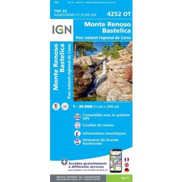 Topographische Karte IGN 4252 OT Monte Renoso Bastelica 1:25 000