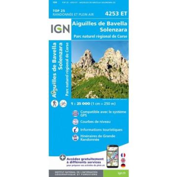 Topographische Karte IGN 4253 ET Aiguilles de Bavella Solenzara 1:25 000