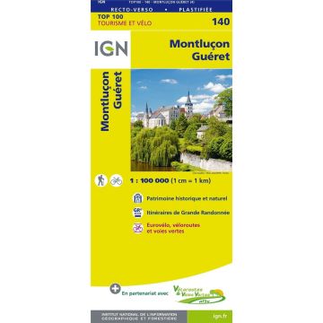 Carte topographique IGN 140 Montluçon Guéret 1:100 000