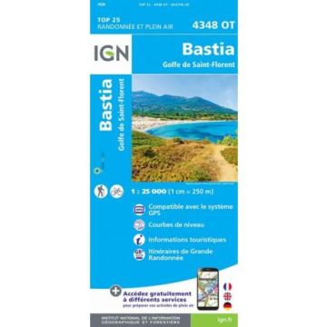 Topographische Karte IGN 4348 OT Bastia 1:25 000