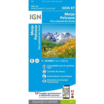 Topographische Karte IGN 3436 ET Meije Pelvoux 1:25 000