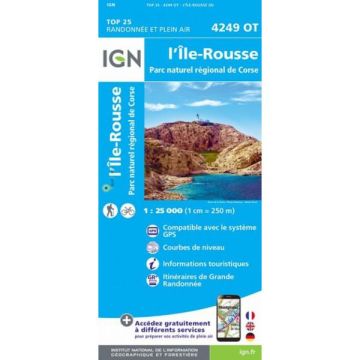 Topographische Karte IGN 4249 OT L'Île Rousse 1:25 000