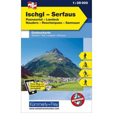 Carte de randonnée Ischgl Serfaus 1:35 000 / Kümmerly & Frey Outdoorkarte 04 
