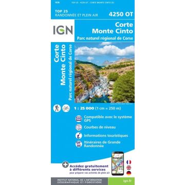 Topographische Karte IGN 4250 OT Corte Monte Cinto 1:25 000