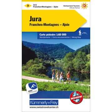 Carte pédestre 3 Jura Franche Montagnes 1:60 000 / Kümmerly & Frey