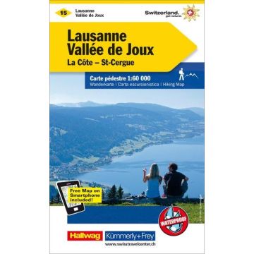 Carte pédestre 15 Lausanne Vallé de Joux 1:60 000 / Kümmerly & Frey