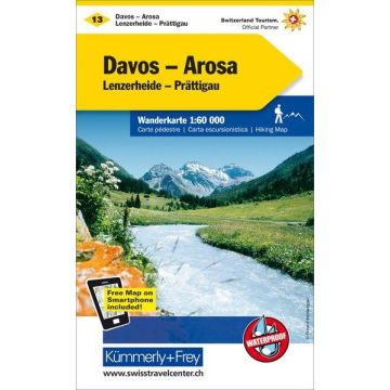 Carte pédestre 13 Davos Arosa Lenzerheide 1:60 000 / Kümmerly & Frey