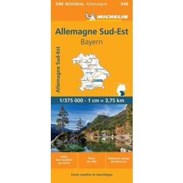 Carte routière Michelin 546 Allemagne Sud Est Baviere 1:375 000