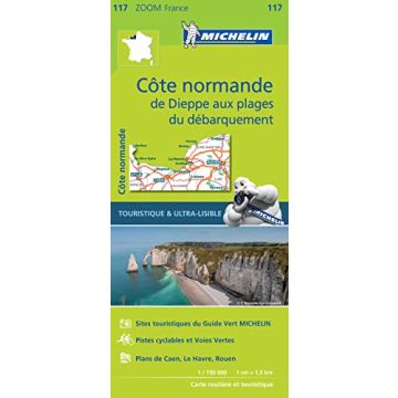 Carte routière Michelin 117 Côte normande 1:150 000