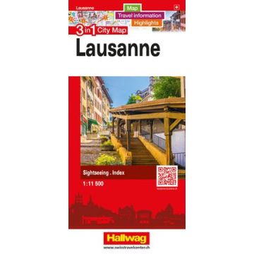 Stadtplan Lausanne 3in1 City Map 1:11 500 / Hallwag
