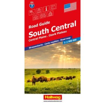 Carte routière South Central 1:1 Mio. Road Guide USA 7 / Hallwag