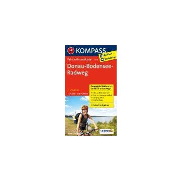 Velokarte Donau-Bodensee-Radweg Tourenkarte 1:50 000 / Kompass
