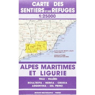 Topographische Karte Multigraphic 113/114 Alpi Marittime e Liguri 1:25 000