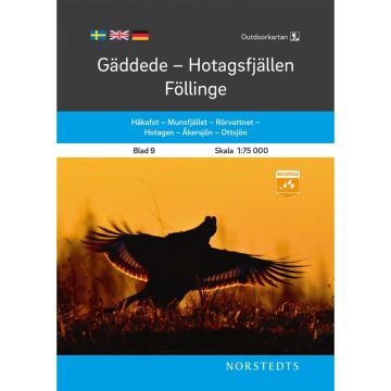 Outdoorkartan 9 Gäddede Hotagsfjällen Föllinge 1:75 000 / Norstedts